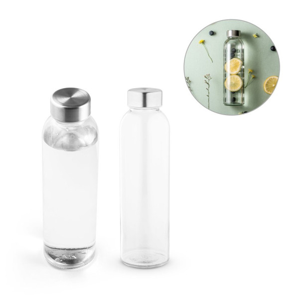 SOLER. Glazen fles sublimatie met roestvrijstalen dop 500 mL