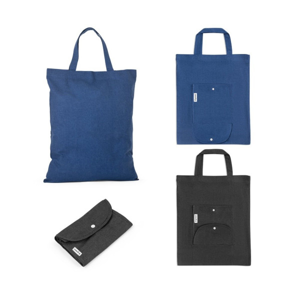 SIENA. Opvouwbare tas in katoen (50%), gerecycleerd katoen (30%) en polyester (20% rPET) (140 g/m²)