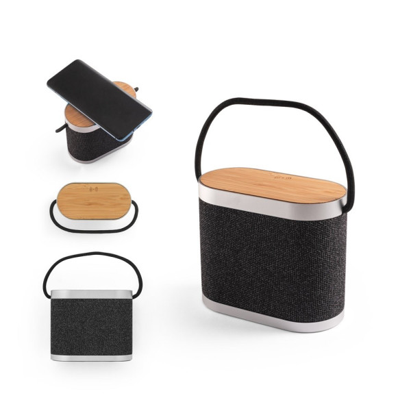 GUETTA. 5W draagbare luidspreker met supersnelle 15W draadloos oplader en 2 uur batterijduur gemaakt
